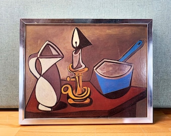 Vintage Pablo Picasso Framed Print Jug Candle Enamel Pan Artwork MOMA Spain Cubism 1945 1940s