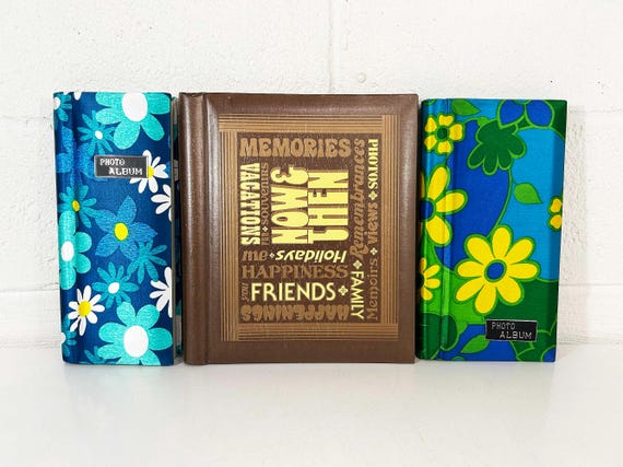 Vintage Flower Power Photo Album - Choose One - Blue White Vacation Scrapbook Memories 1970s 1960s Photography Photographer Gift