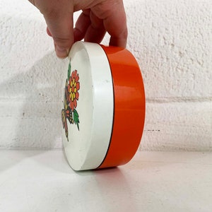 Vintage Butterfly Floral Box Plastic Mid-Century Modern Lacquer Ware Orange 1970s 70s Colorful Dopamine Decor Storage image 4