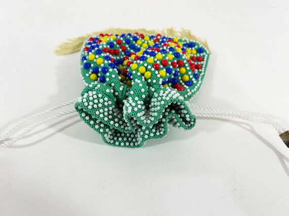 Vintage Beaded Bag Drawstring Change Purse Rainbo… - image 3