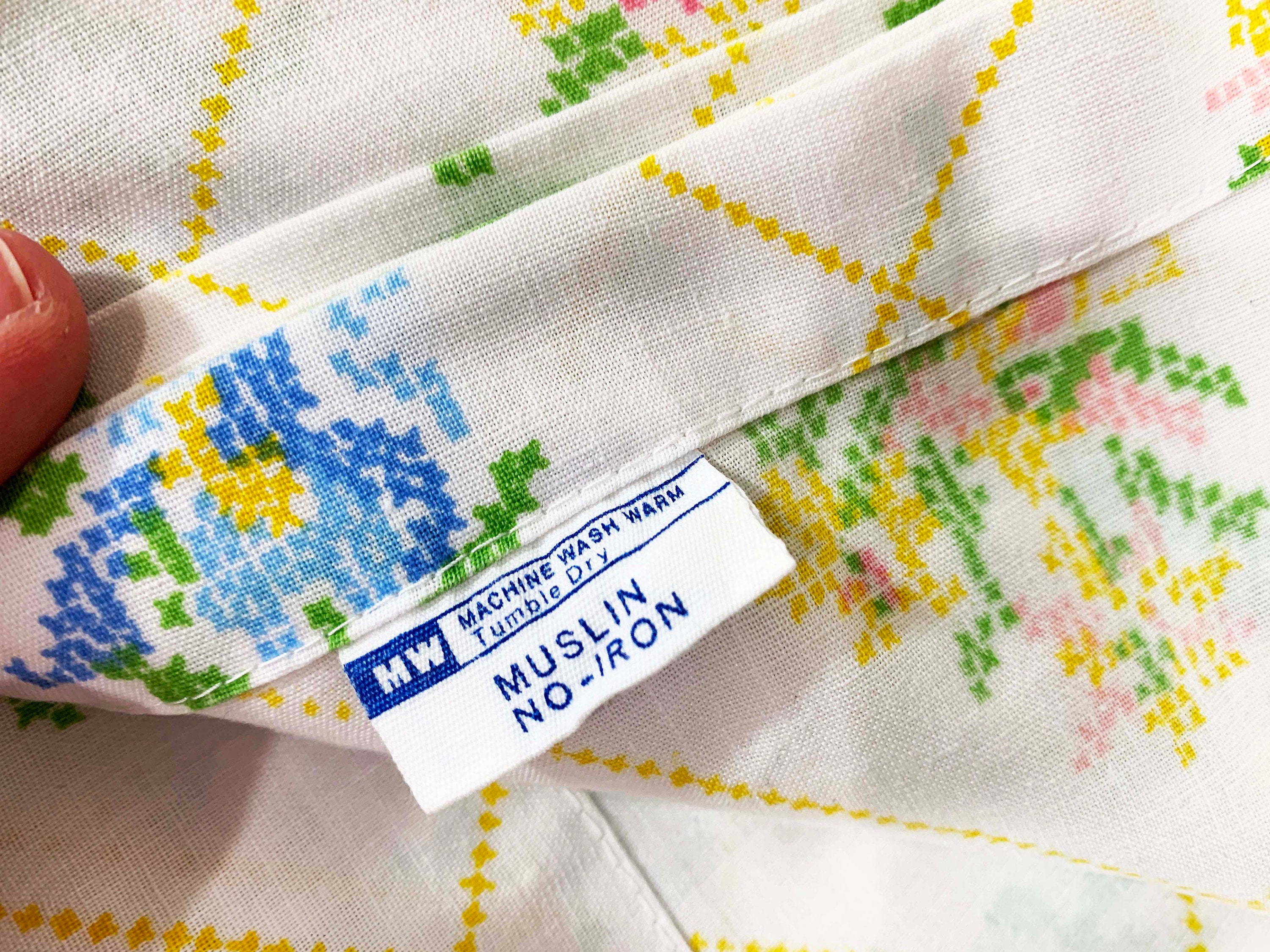 Vintage JCPenny Floral Flat Sheet Double Bed Set 2 Sheets Flowers Mod