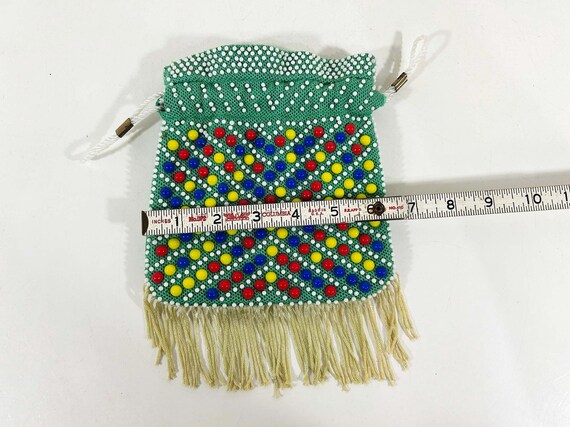 Vintage Beaded Bag Drawstring Change Purse Rainbo… - image 9