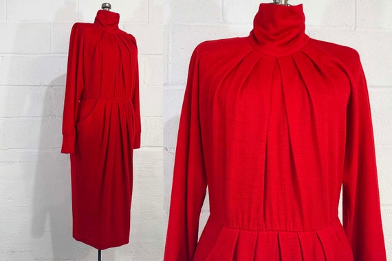 Vintage 80s Chetta B Red Dress Peter Noviello Sherrie Bloom Avant Garde Evening Party Neiman Marcus Designer Mob Wife Aesthetic 1980s Large