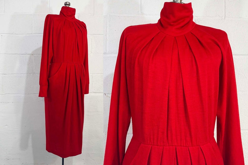 Vintage 80s Chetta B Red Dress Peter Noviello Sherrie Bloom Avant Garde Evening Party Neiman Marcus Designer Mob Wife Aesthetic 1980s Large image 1