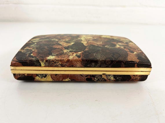 Vintage Mele Ring Box Velvet Jewelry Case Brown Yellow Gold Travel Hard Clamshell Retro Storage 1960s