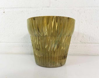 Vintage Plastic Planter Earl Fisher Sage Green Mid-Century Avocado Marble Swirl USA 1960s 1970s