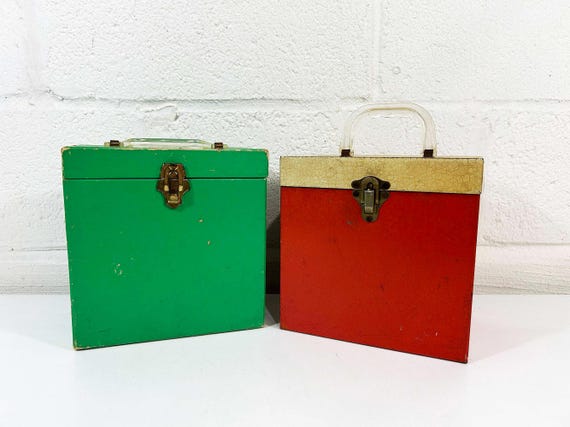 Vintage Green 45 Box Platter-Pak Records Record Case Storage Mid-Century Vinyl RPM 7 inch