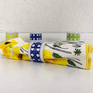 Vintage Napkin Rings Set of 10 Takahashi Porcelain Japan Ceramic Ring Blue Green Yellow Colorful White Dinner Table Party 1980s image 2