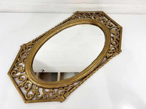 Vintage Vintage Gold Mirror Ornate Romanesque Baroque Victorian Regency Rococo 60s 1965