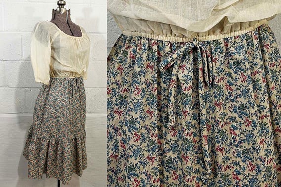 Vintage Floral Peasant Dress 70s Boho Hippie 1970s Jodeen Originals Small