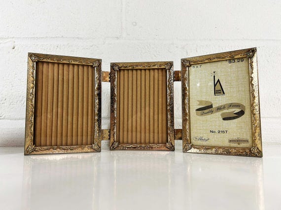 Vintage Brass Tri-fold Frames - Sold Individually - Hinged Tabletop Freestanding Ornate Frame 1970s 1960s