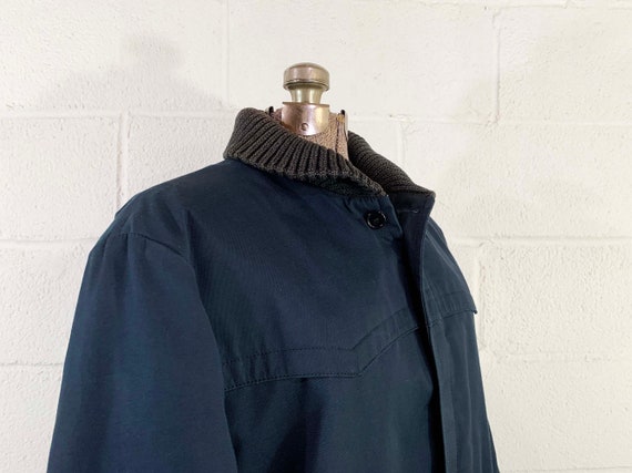 Vintage Navy Blue Winter Coat Hipster Jacket Outd… - image 5