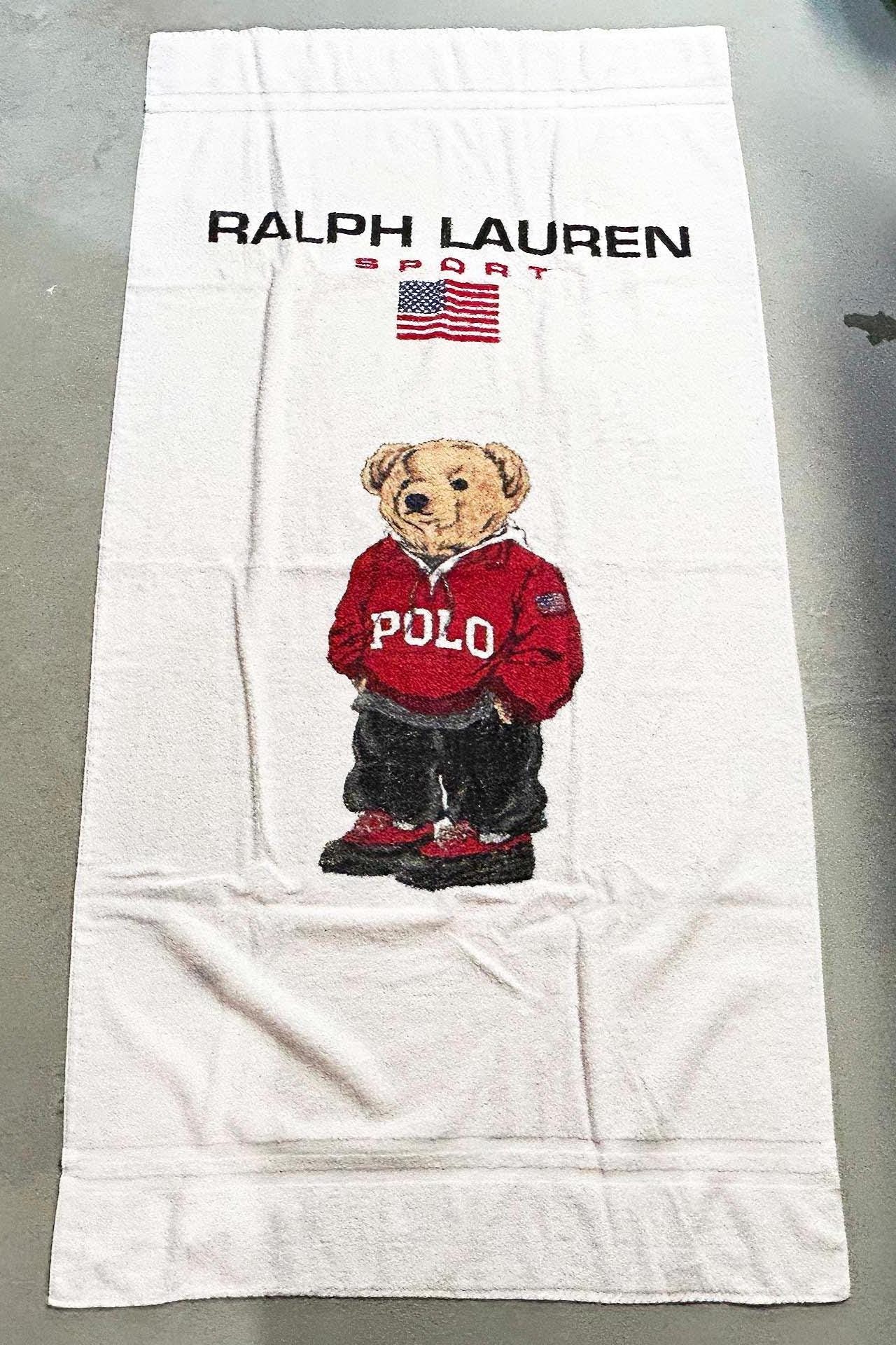 Vintage 90s Ralph Lauren Polo Sport Bear Beach Towel: Nautical USA