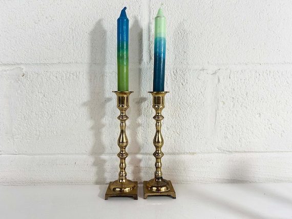 Vintage Brass Set of Two Candle Holders Candlesticks Retro Decor Mid-Century Hollywood Regency Candleholder MCM
