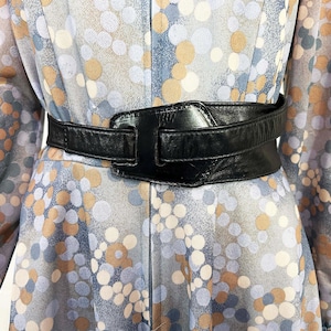Vintage Black Belt Suede Leather Wide Buckle Wrap 1980s 1990s