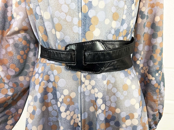 Vintage Black Belt Suede Leather Wide Buckle Wrap 1980s 1990s