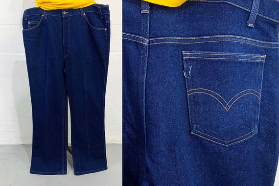 Vintage Levi's 517 Dark Wash Blue Jeans 42” Waist 30" Inseam High Waisted Rise Jean Denim Made in USA 1980s 1970s