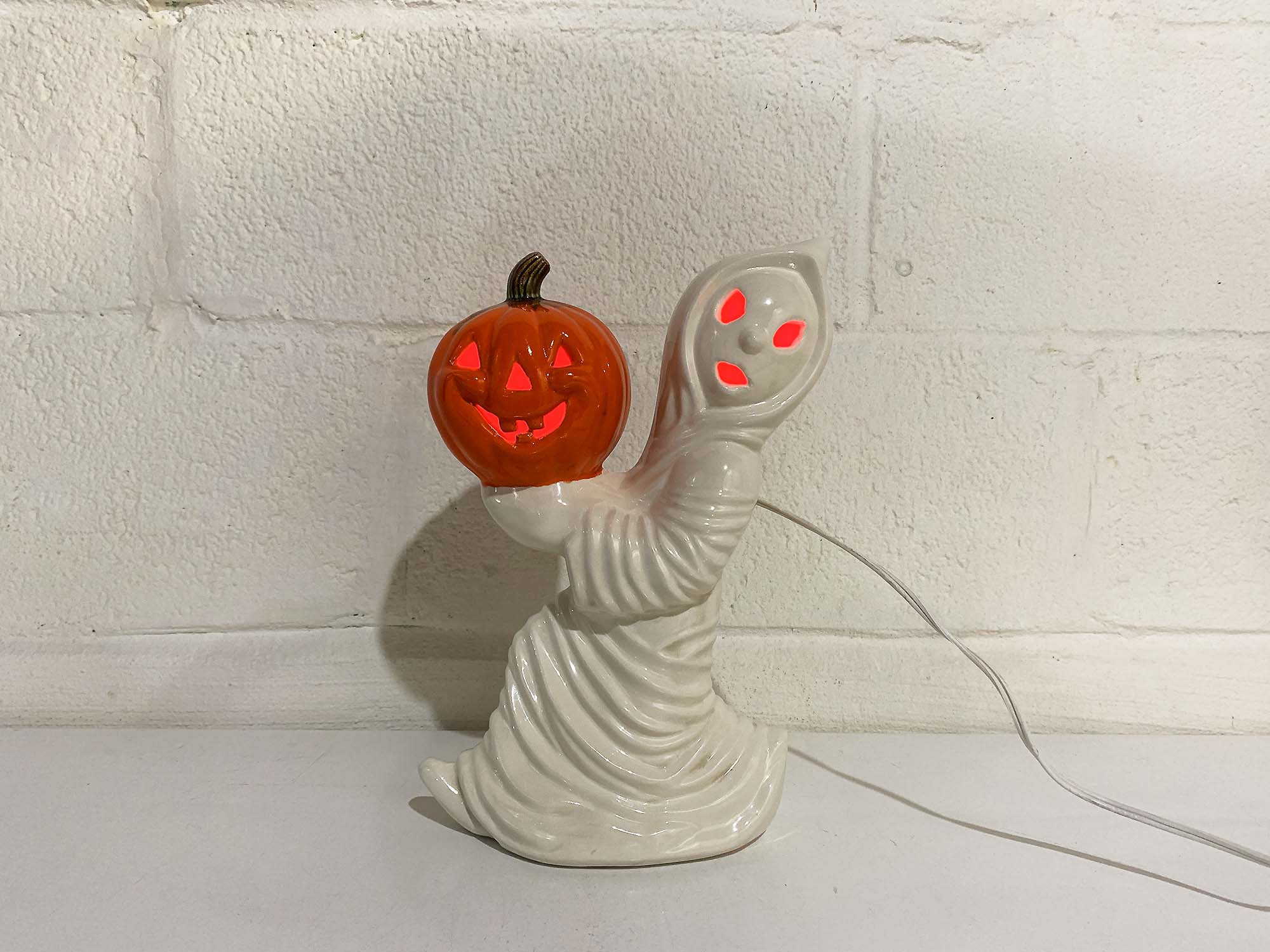 Vintage Ceramic Ghost Light Jack O' Lantern Halloween Party Pumpkin ...