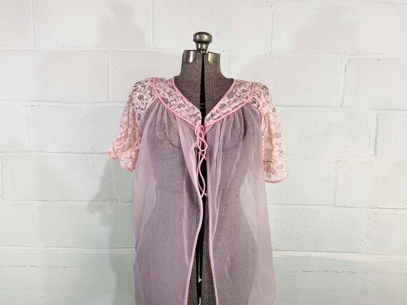 Vintage Nightgown Open Front Short Robe Baby Doll… - image 3