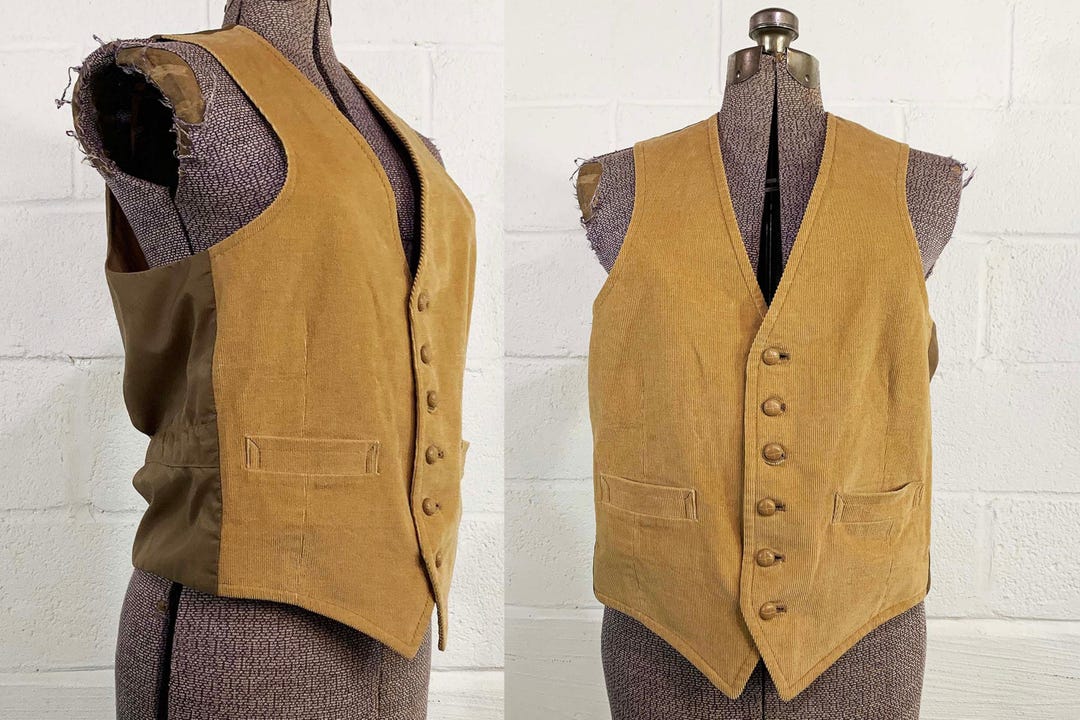 Vintage Corduroy Vest Tan Brown Suit Tailored Sears Men's Store ...