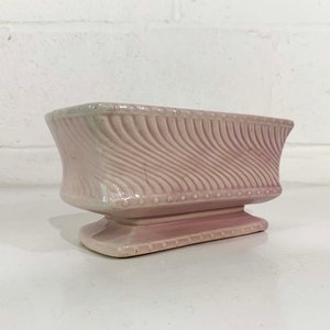 Vintage Pink McCoy Planter Art Deco Powder White Pedestal Ceramic Pottery Bowl Pot Mid-Century Pot MCM USA 1950s image 4