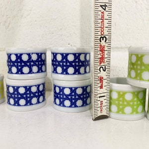 Vintage Napkin Rings Set of 10 Takahashi Porcelain Japan Ceramic Ring Blue Green Yellow Colorful White Dinner Table Party 1980s image 9