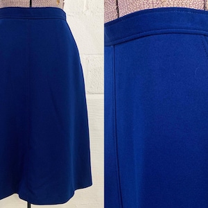 Vintage Navy Blue Skirt A-Line Schoolgirl Knee Length School Uniform Mod 1970s 1980s Small