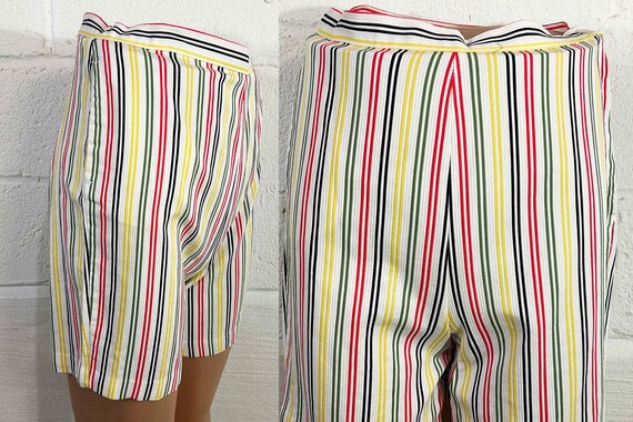 Vintage Primary Striped Shorts Yellow White Blue Red Thin Stripe Short Minx Marvelous Mrs. Maisel TV Movie Costume 1960s 1950s Small Medium
