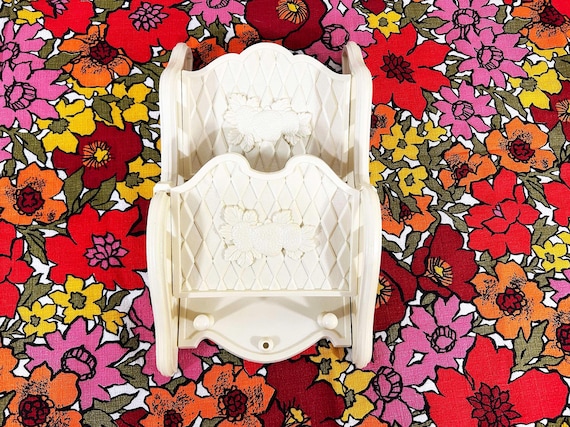 Vintage Mail Organizer Letter Holder White Plastic Memos Office Homco Strawberries 1980s 1985 Country Farmhouse