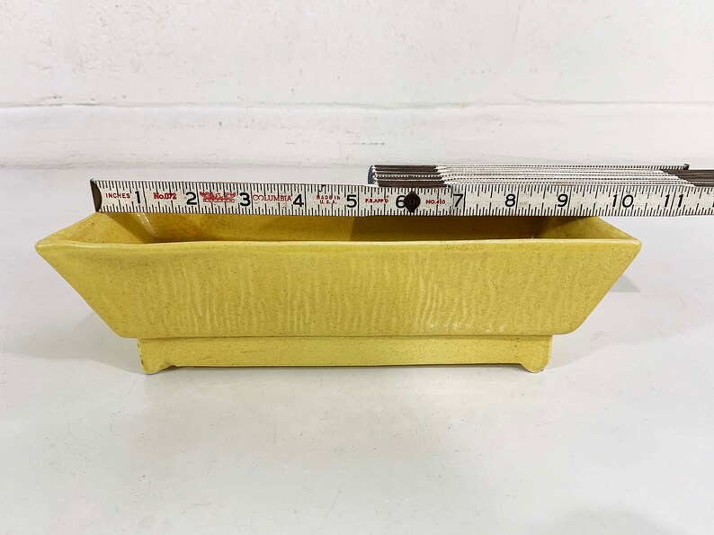 Vintage Yellow McCoy Style Planter Art Deco Geo Geometric Glaze Ceramic Pottery Pot Mid-Century Gold Sunshine Butter USA 1950s 1960s image 8