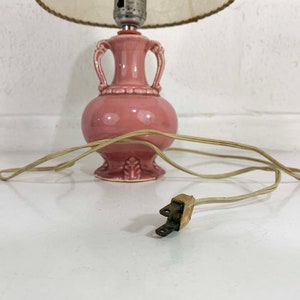 Vintage Small Pink Table Lamp Ceramic Light Decor MCM Rose Mid-Century Shade Accent Lighting Bedroom 1960s 1950s image 7