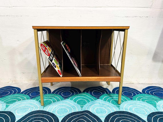 Vintage Lu Van Record LP Rack Table Stand Home Decor Industrial 1960s Vinyl Shelf Storage MCM Design 60s - DMV Local or uShip Delivery