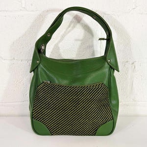 Vintage Overnight Bag Case Flight Travel Train Case Records Luggage Royal Traveler Montbello Green Grandes poches tissées à main, années 60, années 60