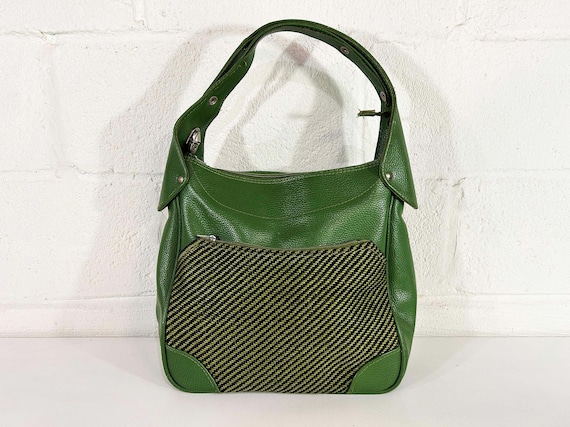 Vintage Overnight Bag Case Flight Travel Train Case Records Luggage Royal Traveller Montbello Green Large Carry On Woven Pockets 1960s 60s