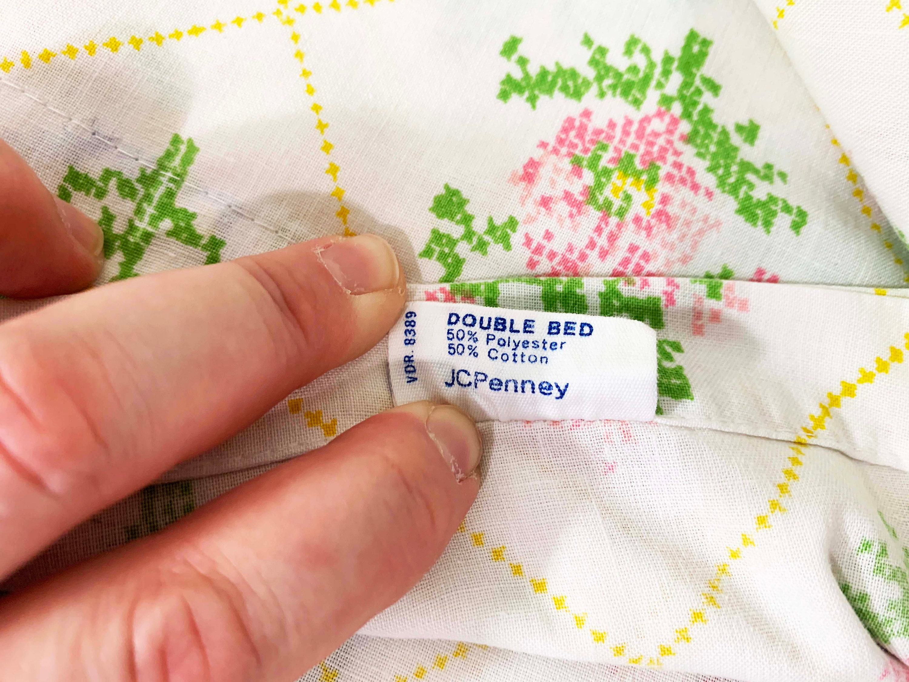 Vintage JCPenny Floral Flat Sheet Double Bed Set 2 Sheets Flowers Mod