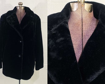 Vintage manteau noir en fausse fourrure surdimensionné ours en peluche velours d'hiver Sherwood veste hipster bohème des années 1980 XL