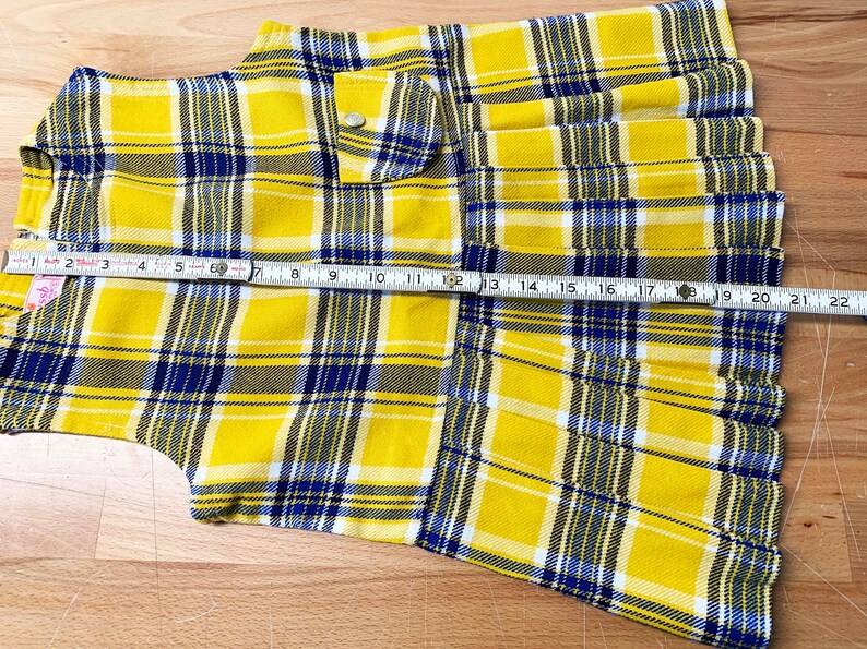 Vintage Children's Yellow Dress Plaid Pleated Skirt Kid's Sleeveless Girl's Dress Children Blue Navy 1960s 60s image 8