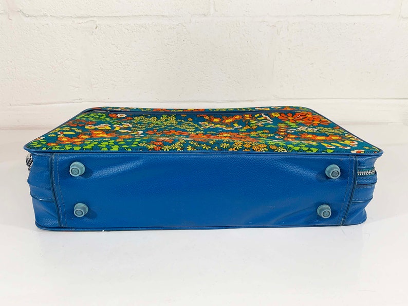 Vintage Small Flower Power Suitcase Rainbow Floral Case Make Up Bag Makeup Overnight Bag Luggage Travel 1970s 1960s Mod Kitsch Kawaii image 4