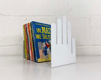 Vintage Spectrum Designs Hand Metal Bookends Mid-Century 70s 80s Minimalistische Witte Boekenplank Decor Mid Century Set Pair Bookend Kids Nursery