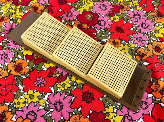 Vintage Mail Organizer Letter Holder Brown Plastic Memos Office 1960s