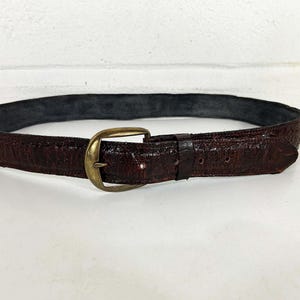 Vintage Suede Leather Belt Cowgirl Cowboy Rockabilly Large Gold Buckle 1980s 1970s
