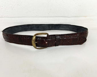 Vintage 90s Olive Green Suede Leather Belt Gold Buckle 30 32  display picture 2