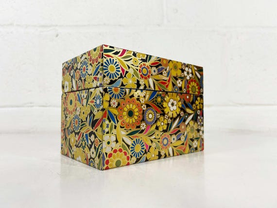 Vintage Floral Metal Recipe Box, 1950s Ohio Art Kitchen Decor