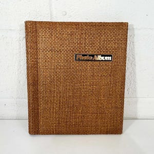 Vintage Photo Album Woven Brown Tan Vacation Scrapbook 1970s Photography Gift Textured