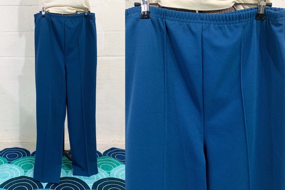 Vintage Haband Mod Pants Turquoise Teal Blue Pant Separates Wide Leg TV Movie Costume Dopamine Dressing 1960s Large 1970s
