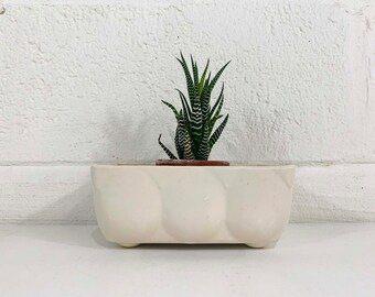 Vintage Upco Ivory Mid Century Modern USA Pottery Planter Glaze Ceramic Pottery Cream USA Bowl Mid-Century Farmhouse Art Deco White 1950s