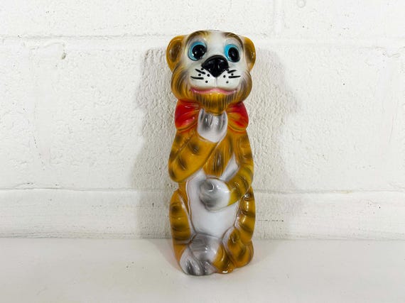 Vintage Tiger Coin Bank Silvestri Bros 1966 Thick Hard Plastic Hong Kong Cute Mid Century Baby Kids Room Circus Zoo Decor Nursery 1960s 60s