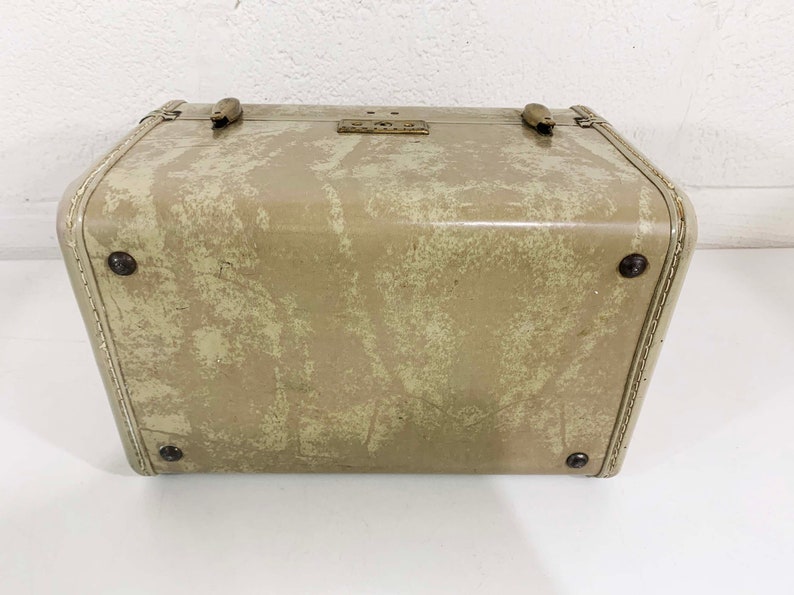 Vintage Samsonite Streamlite Train Case Make Up Bag Suitcase Makeup Case Overnight Bag Luggage Travel 1950s Mirror Vanity 1940s Beige Ivory image 4