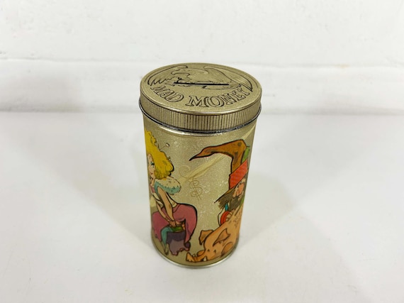 Vintage Metal Mad Money Piggy Bank Change Holder Hallmark Home Decor Kid's Room Nursery Tin Canister 1980s