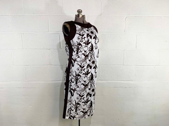 Vintage Mod Dress Brown Print White Prissy Party … - image 3